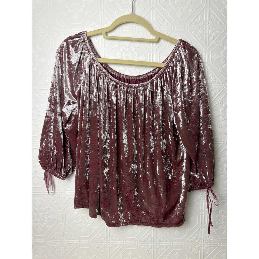 American Eagle M Crushed Velvet Top Mauve Whimsigoth Fairy Grunge Y2K Romantic